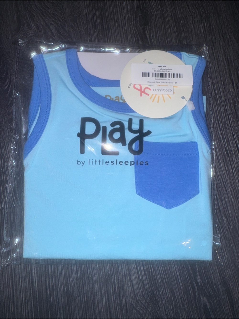 Little Sleepies Blue Kids Muscule Tank Top Colorblock Pocket Shirt 3T Sold Out